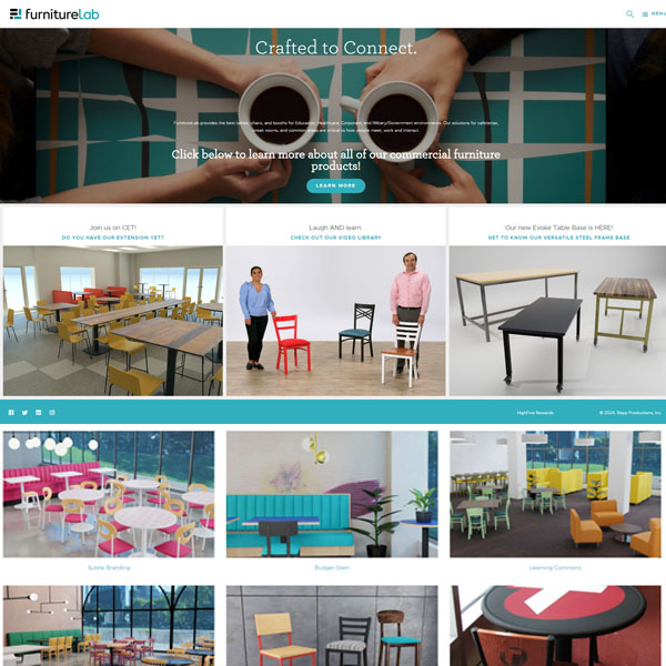Commercial furniture manufacturer. Product detail and video engagement tracking for an ExpressionEngine website.