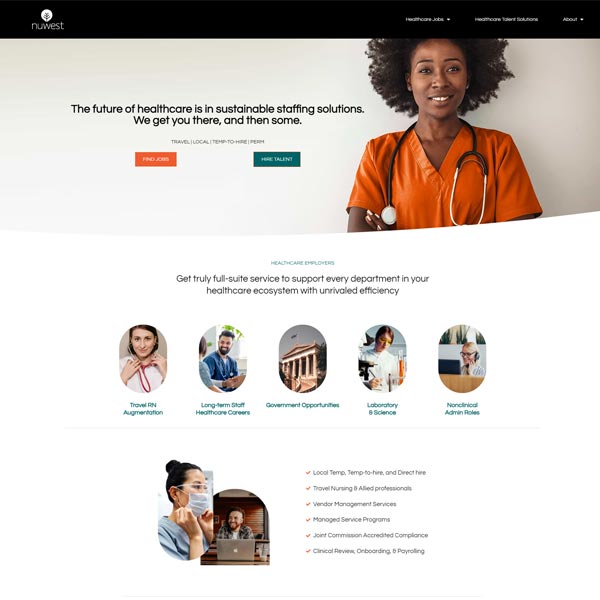 Healthcare staffing agency. Cross-site job application and paid campaign tracking for a WordPress/Elementor website.